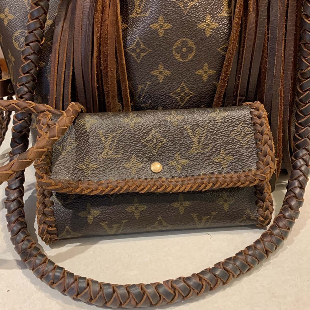 Braided leather Louis Vuitton wallet on a chain/crossbody